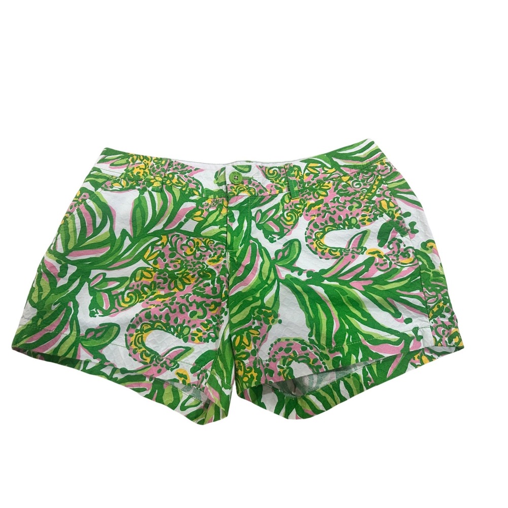 Lilly Pulitzer The Callahan Short Size 10 Green Pink Tropical Floral Cotton 5in
